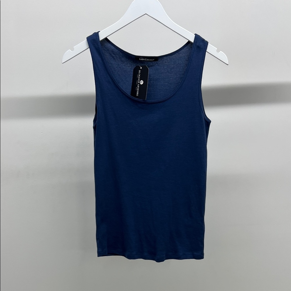 Blue Cotton Tank Top
